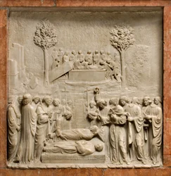 Crypte, Ark van de Heiligen Marcellinus en Petrus Exorcist, Benedict Briosco 1506-08, Begrafenis van de Heiligen Marcellinus en Petrus