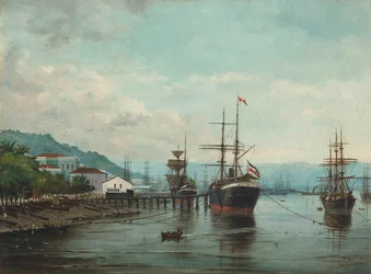 Benedito Calixto - Haven van Santos, SP (links gezien), 1890