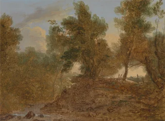 Een landschap bij Wick, Gloucestershire, onder de rotsen