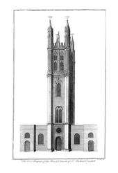Het westelijke aanzicht van de parochiekerk van St. Michael Cornhill, c1756