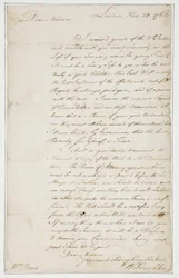 Handgeschreven brief aan mevrouw Ann Penn, Londen, 20 november 1766