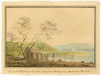 Uitzicht vanaf de Packet Wharf in Frenchtown, neerkijkend op Elk Creek