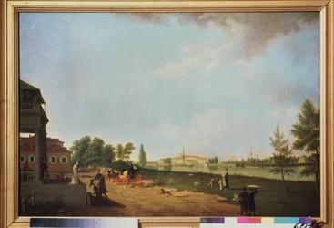 Uitzicht op het Kamenny-paleis (Stenen Eiland) in Sint-Petersburg