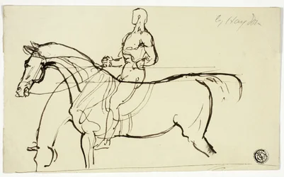 Schets van paard en ruiter