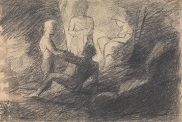 Studie van figuren in een grot