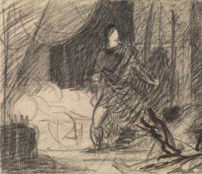 De moord op Duncan - Macbeth met het lichaam (en Lady Macbeth nadert)