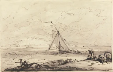 Een storm aan een bergachtige kust
