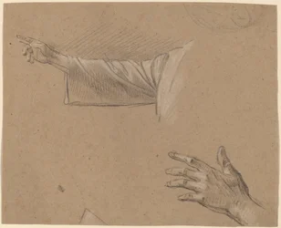 Studie van een rechterarm en een linkerhand