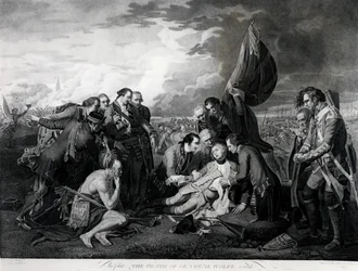 De dood van generaal Wolfe (1727-59) 1759, gegraveerd door Augustin Legrand