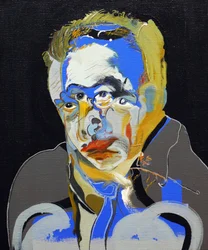 50 grote schrijvers uit de geschiedenis : Albert Camus, 2015 (olieverf en acrylverf op doek)