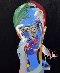 50 grote schrijvers uit de geschiedenis : Christine Angot, 2015 (olieverf en acryl op doek)