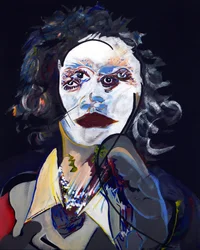 50 grote schrijvers uit de geschiedenis : Elena Poniatowska, 2015 (olieverf en acryl op doek)