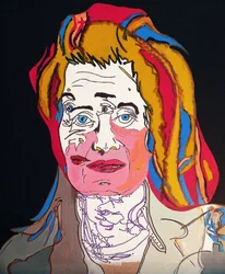 50 grote schrijvers uit de geschiedenis : Elfriede Jelinek, 2015 (olieverf en acryl op doek)