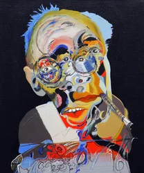 50 grote schrijvers uit de geschiedenis : Henry Miller, 2015 (olieverf en acrylverf op doek)
