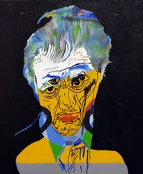 50 grote schrijvers uit de geschiedenis : John Irving, 2015 (olieverf en acrylverf op doek)