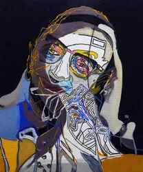 50 grote schrijvers uit de geschiedenis : Michel Foucault, 2015 (olieverf en acrylverf op doek)