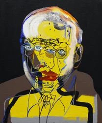 50 grote schrijvers uit de geschiedenis : Pablo Neruda, 2015 (olieverf en acrylverf op doek)