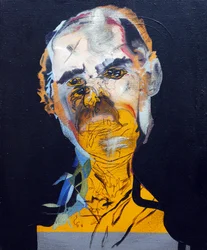 50 grote schrijvers uit de geschiedenis : Philip Roth, 2015 (olieverf en acrylverf op doek)