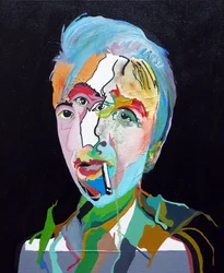 50 grote schrijvers uit de geschiedenis : Roland Barthes, 2015 (olieverf en acryl op doek)