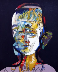 50 grote schrijvers uit de geschiedenis : William Faulkner, 2015 (olieverf en acrylverf op doek)