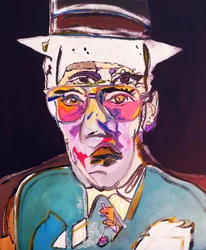 50 grote schrijvers uit de geschiedenis : William S. Burroughs, 2015 (olieverf en acrylverf op doek)