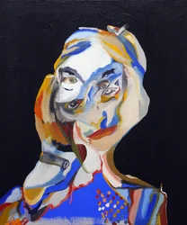 50 grote schrijvers uit de geschiedenis : truman Capote, 2015 (olieverf en acrylverf op doek)