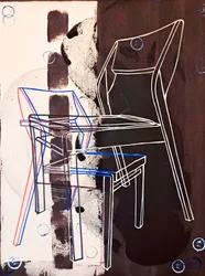 Chaise prototype, naar David Gour, 2023 (olieverf en acryl op gemengd doek)
