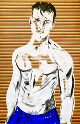 Masculin japonais 7, 2020 (acryl op gezeefdrukt Japans papier)