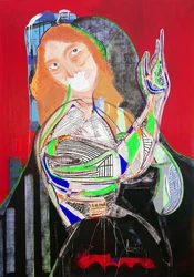 Surpeinture : Saint Jean-Baptiste, 2020 (olieverf, papier en acryl op doek)