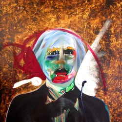 Surportret : Andy Warhol  Sébastien, 2005 (olieverf en bladgoud op doek)