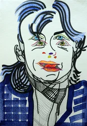 Surportret : Fred Vargas, 2019 (acryl op papier)