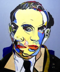 Surportret : Louis-Ferdinand Céline, 2023 (olieverf op houtpaneel)