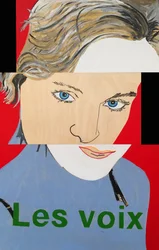 Surportret : Nelly Arcan, 2021 (olieverf en acryl op 4 naast elkaar geplaatste houten panelen)