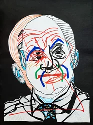 Surportret : Oscar Niemeyer, 2022 (acryl op papier)