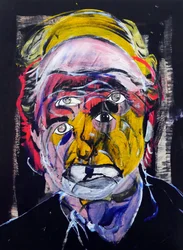 Surportret : Philip Roth, 2021 (olieverf en acryl op houtpaneel)