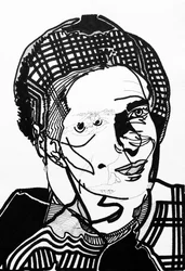 Surportret: Simone de Beauvoir, 2019 (acryl op papier)