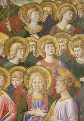 Engelenkoor, detail van de Reis van de Wijzen cyclus in de kapel, ca. 1460 (detail)
