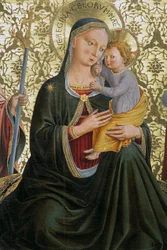 Madonna van nederigheid, door Benozzo Gozzoli, Sapienza Nuova Altaarstuk, Perugia, Umbrië, Italië