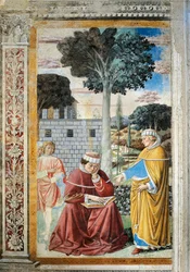 St. Agostino leest brieven van St. Paulus (detail)