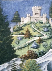 Het pad naar een kasteel, uit de Reis van de Wijzen, 1459 (fresco)