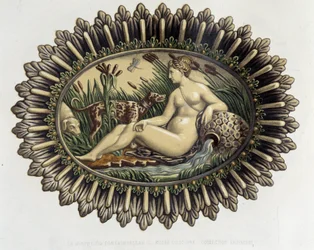 La nymphe de Fontainebleau - Keramisch bord, in 