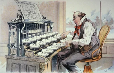 De administratie typemachine, cartoon voor 