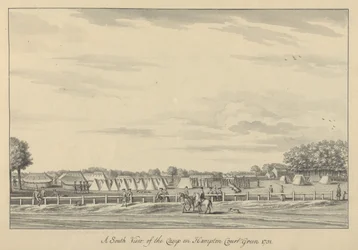 Een Zuidelijk Uitzicht op het Kamp op Hampton Court Green 1731, 1731-33