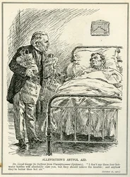 Dr. Lloyd George stelt voor de werkloosheidsepidemie te genezen met vier kruiken: 
