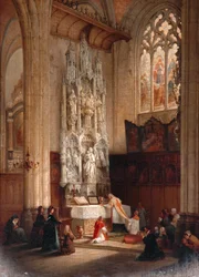 Interieur van de Kerk van Sint Waudru, Mons