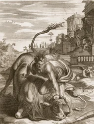 Achelous in de vorm van een stier wordt overwonnen door Hercules, 1731
