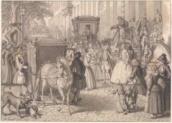 Begin van een huwelijksoptocht van een luthers paar
