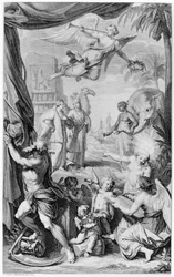 Frontispice van Voyages...par le Muscovie, en Perse, et aux Indes Orientales, 1718