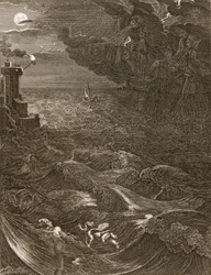 Leander zwemt over de Hellespont om zijn minnares Hero te ontmoeten, 1730