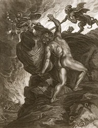 Sisyphus die Zijn Steen een Berg Opduwt, 1731